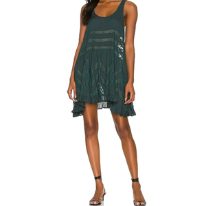 Free People Slip Voile Trapeze Dress Lace Deep Turquoise Size Large